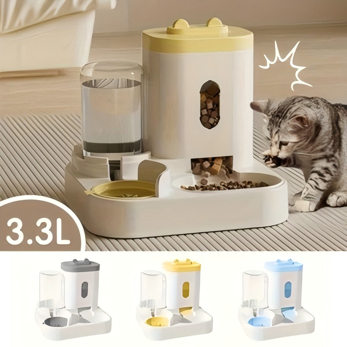 Gravity Pet Feeder with Water Dispenser