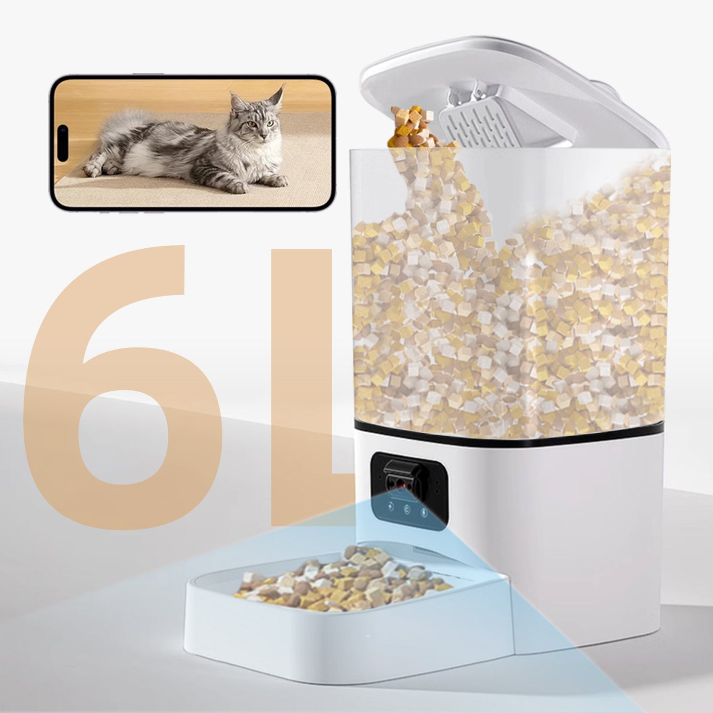 6L Large Capacity Smart Pet Feeder with Video Camera